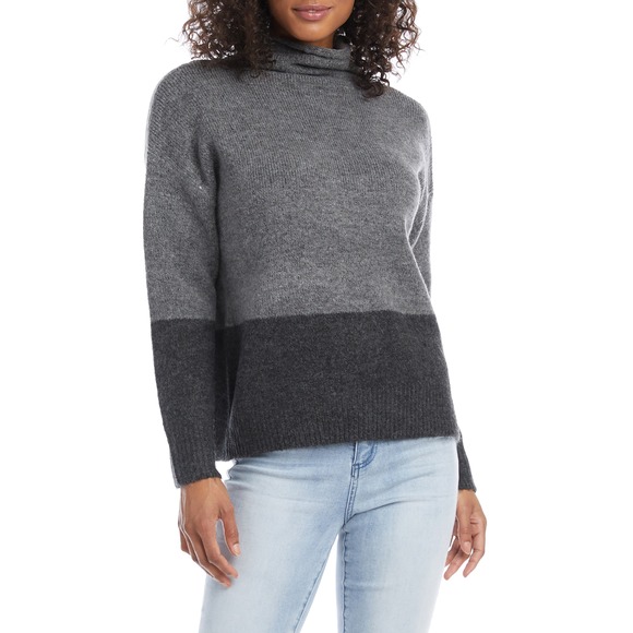Karen Kane Color Blocked Turtleneck Sweater - Picture 1 of 4